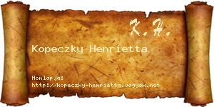 Kopeczky Henrietta névjegykártya